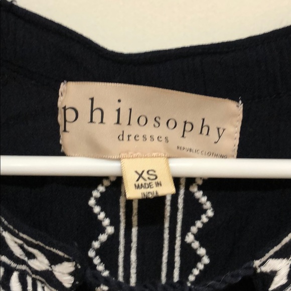 Embroidered Navy Blue Dress - Picture 3 of 4